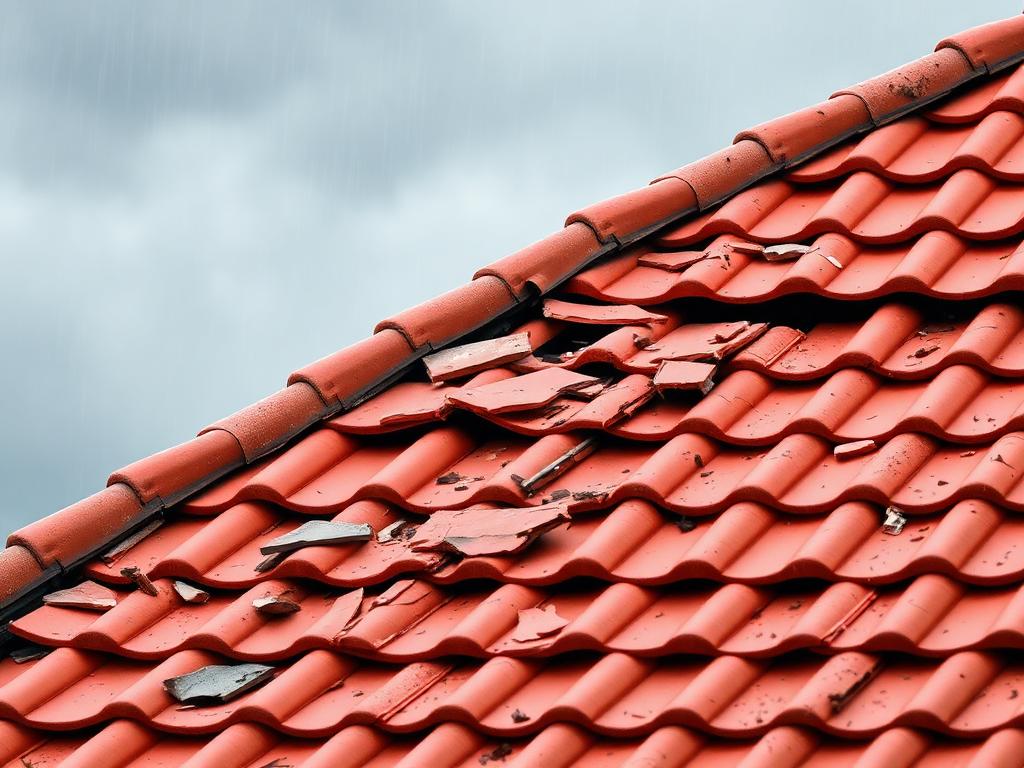 Storm damaged roof